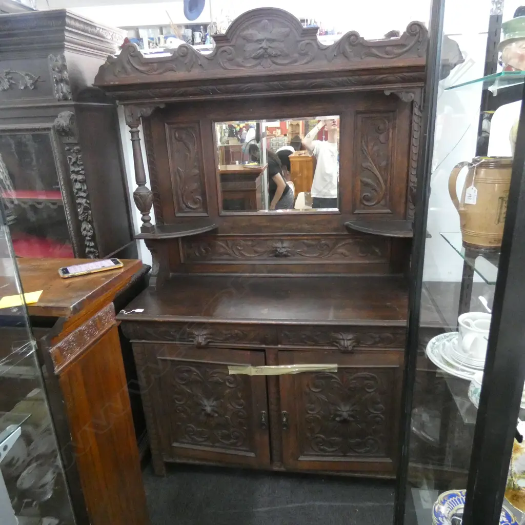 EARLY 20thC CONTINENTAL CARVED OAK SIDEBOARD... Image 1++