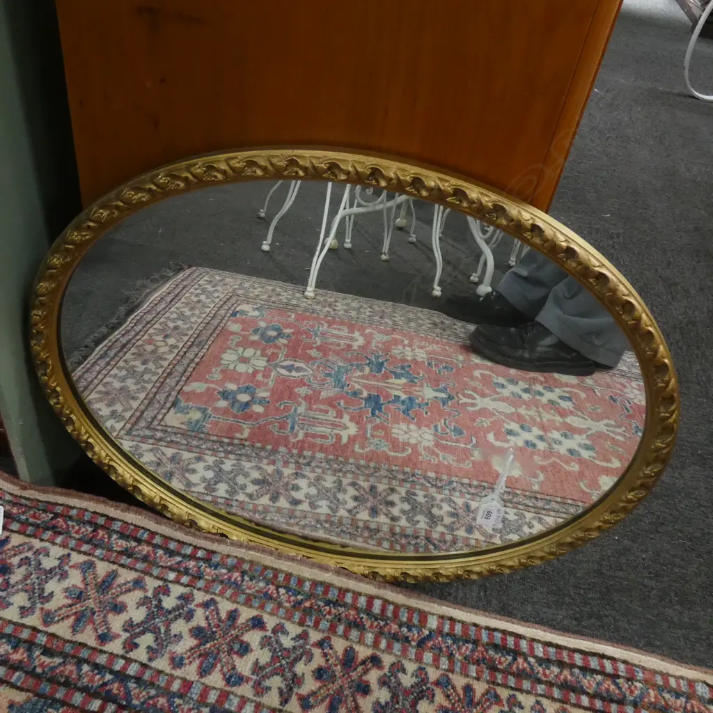 GILT FRAMED OVAL MIRROR 630x485mm Image 1++