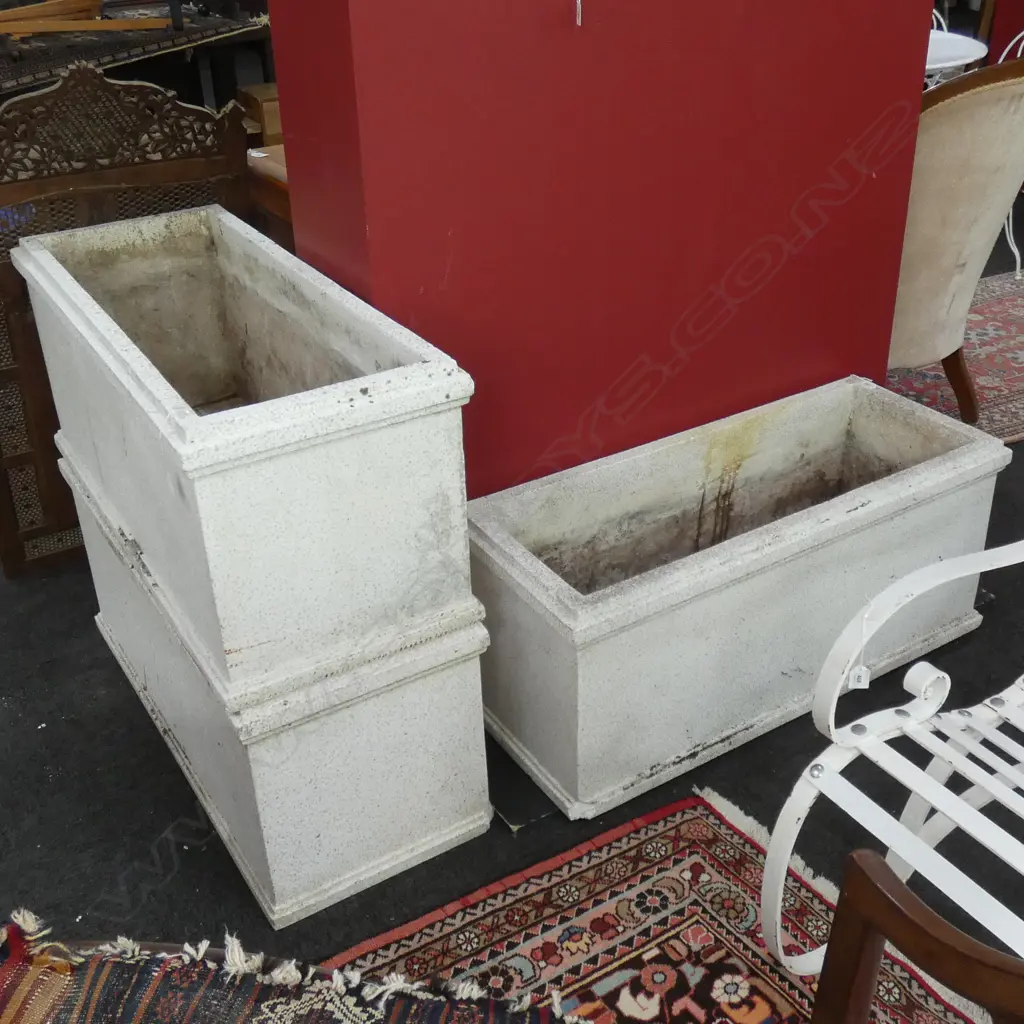 3 WHITE TERRAZZO PLANTERS... Image 1++