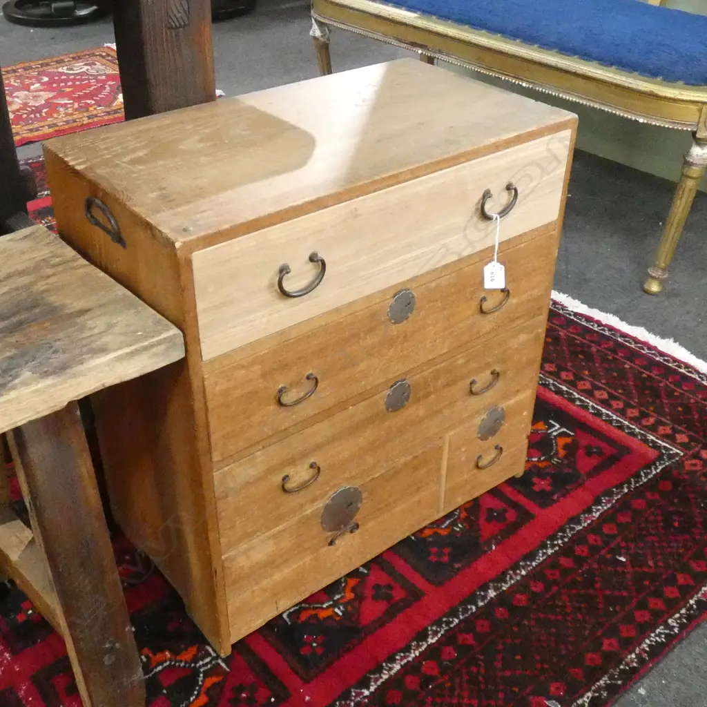 SM VINTAGE WOODEN JAPANESE TANSU CHEST - 5 DRAWER 455 X 310  X 580MM Image 1++