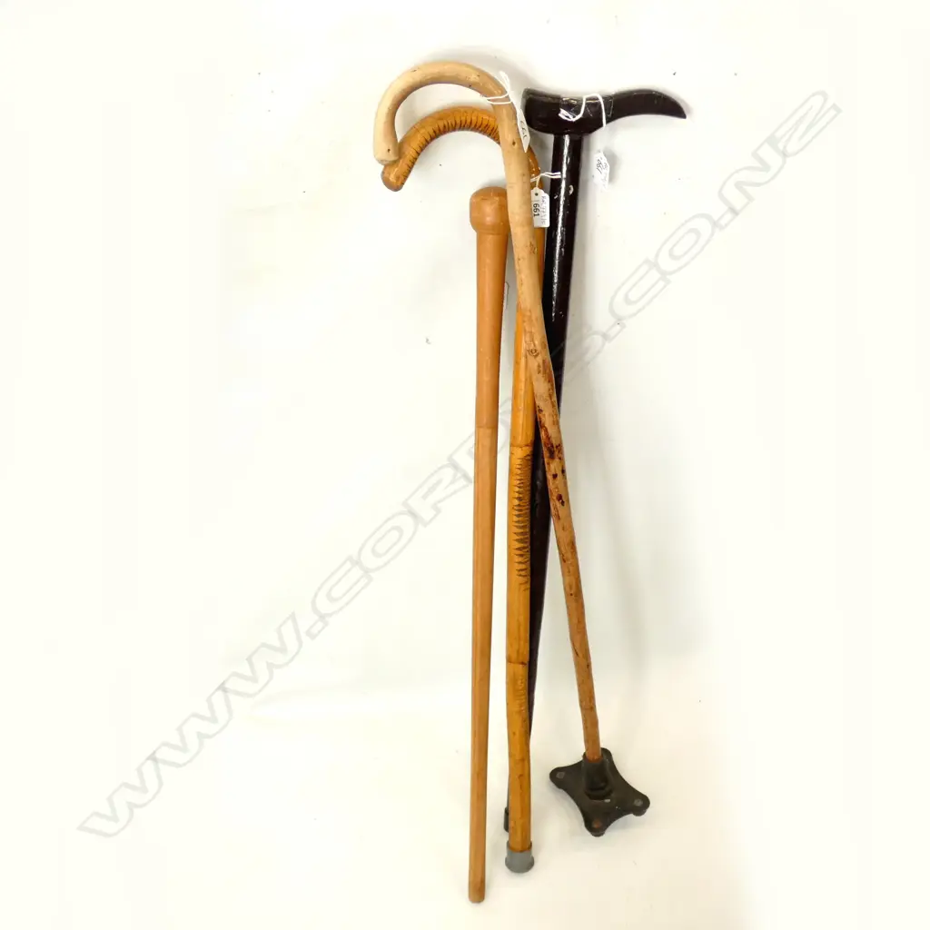 4 WOODEN WALKING STICKS Image 1++