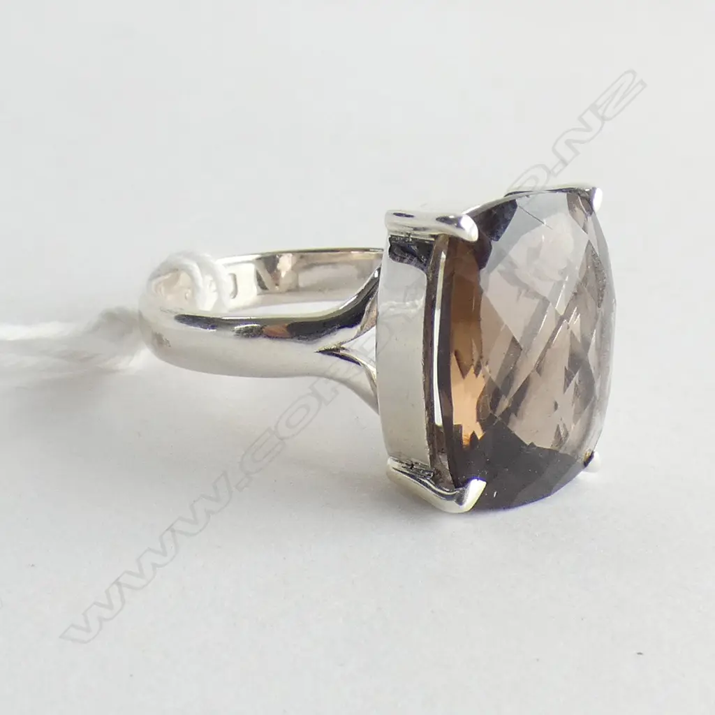 SMOKY TOPAZ & 925 SILVER RING Image 1++
