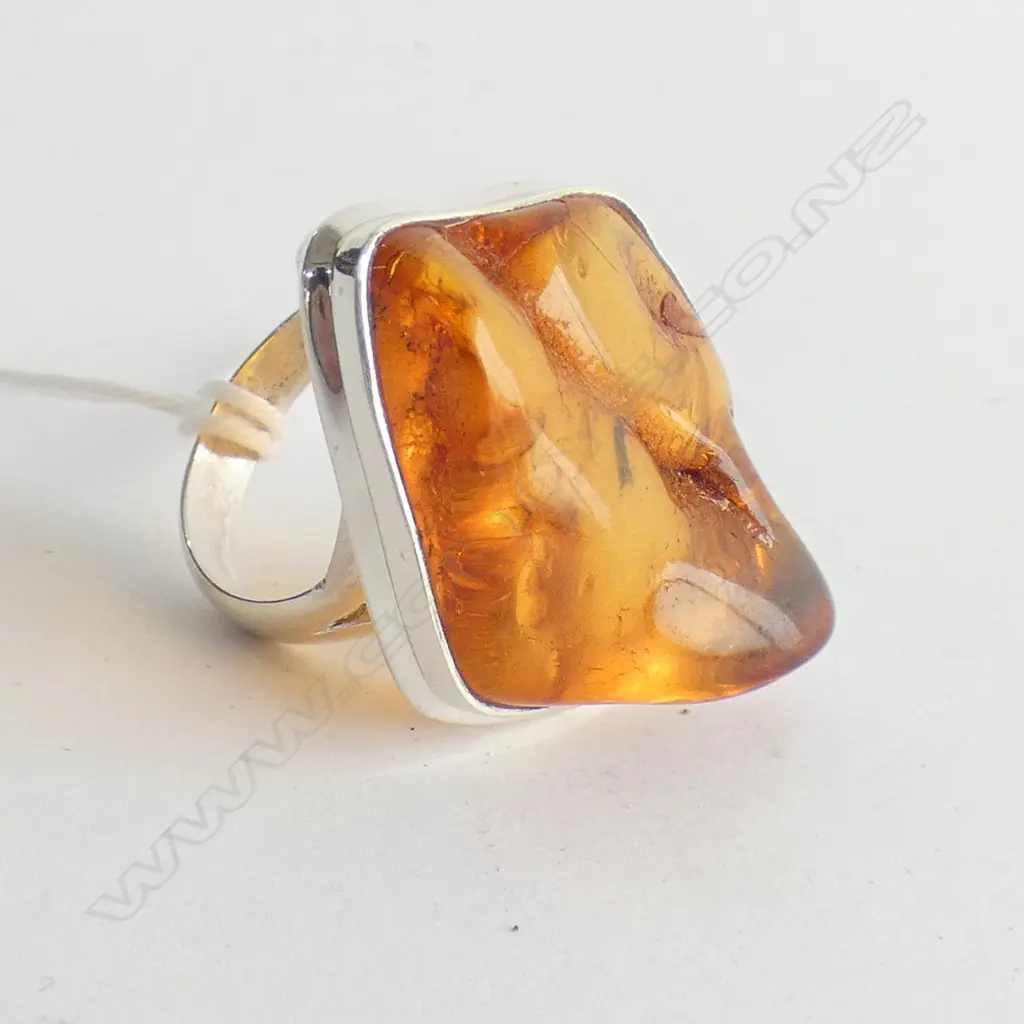 LG AMBER 925 SILVER SET RING Image 1++