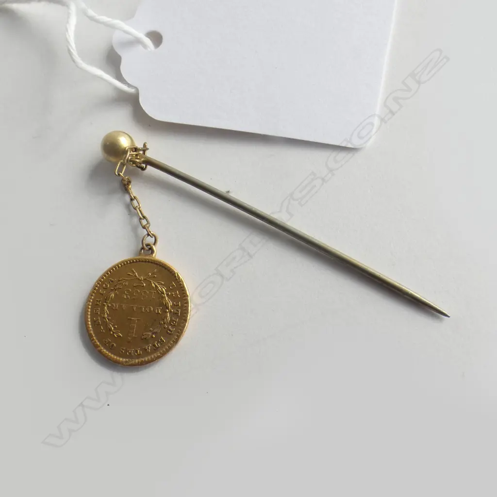 (20216) 1853 USA $1 GOLD COIN PIN Image 1++