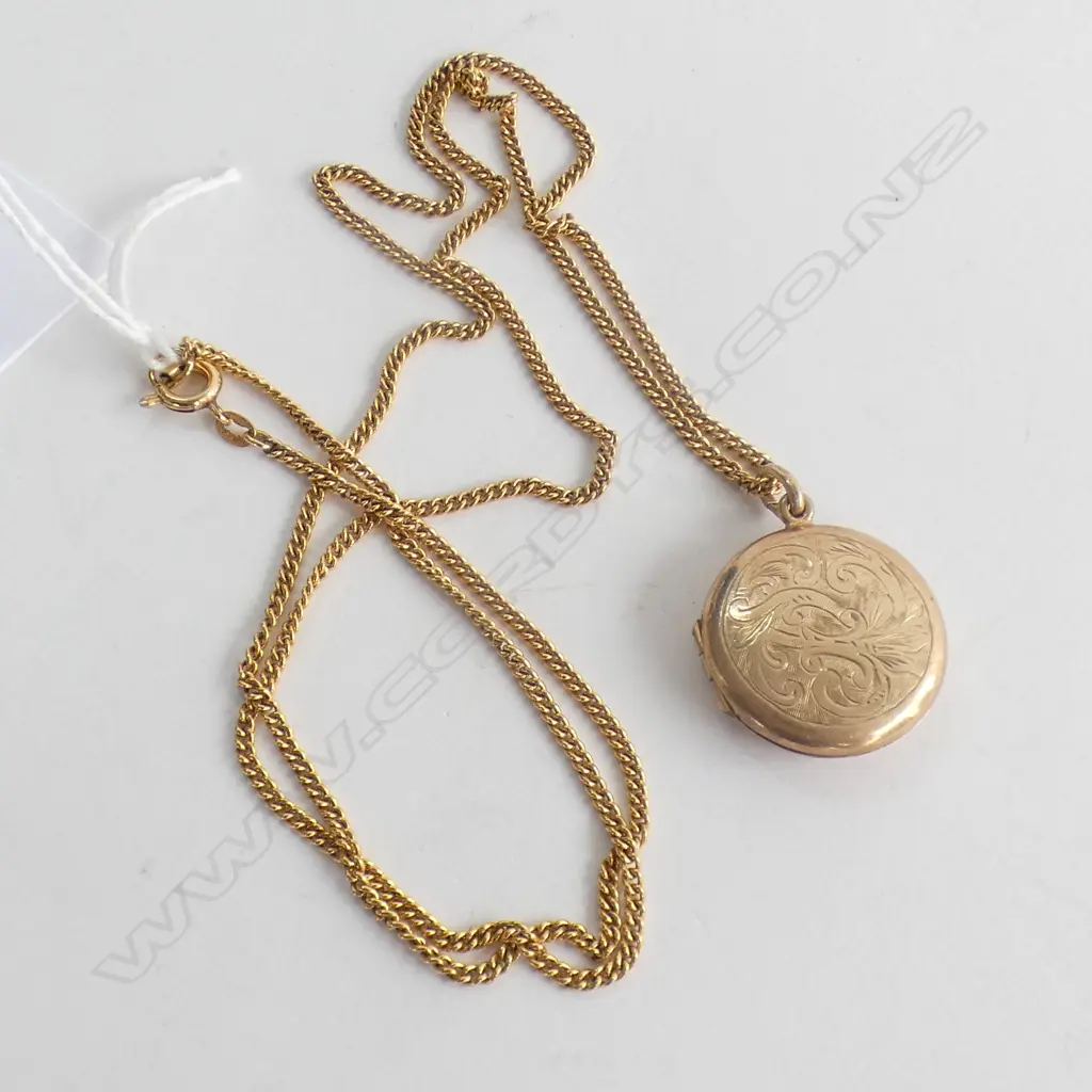 9CT GOLD LOCKET PENDANT + GP CHAIN Image 1++