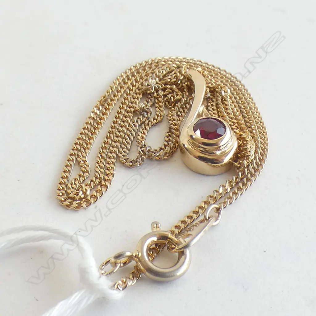 9ct gold ruby pendant plated chain Image 1++