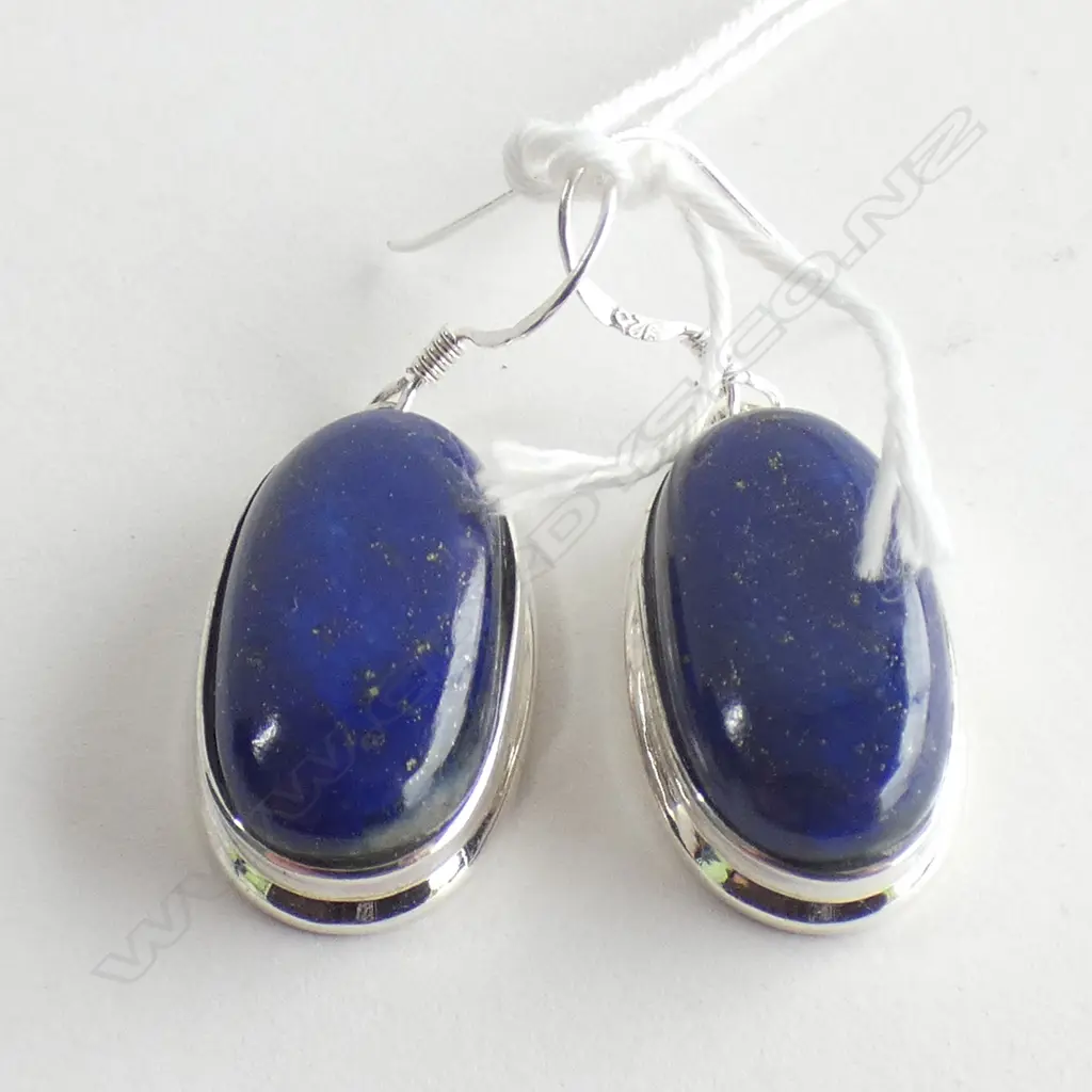 PR LAPIZ LAZULI & 925 SILVER DROP EARRINGS Image 1++