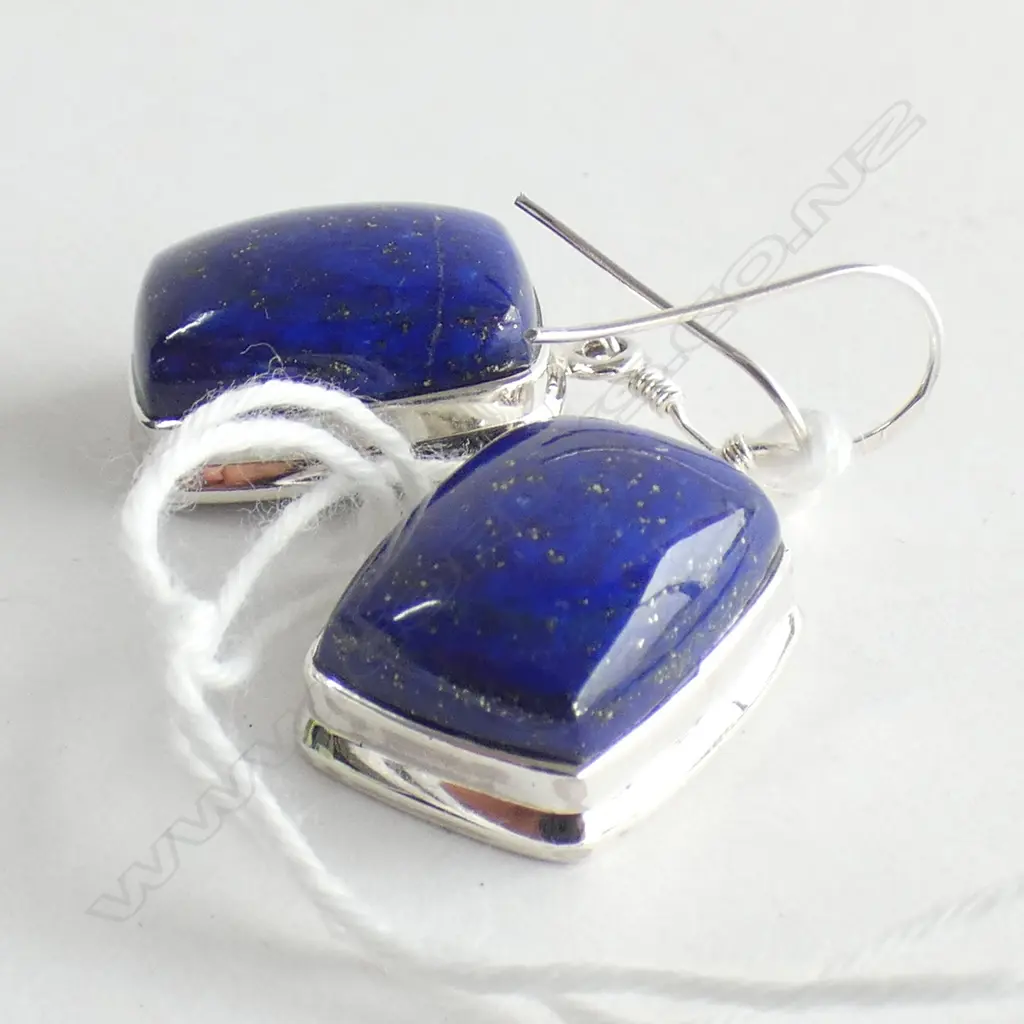 PR LAPIS LAZULI & 925 SILVER DROP EARRINGS  Image 1++