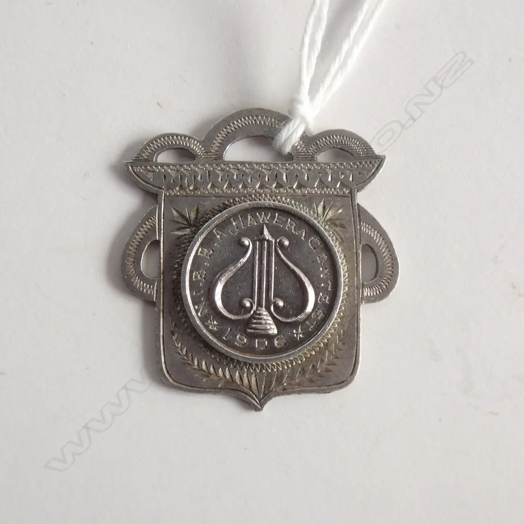 NZ 'Sargent'  1906 SILVER N.I.B.B.A (North Island Big Band) FOB MEDAL Hawea Contest Image 1++