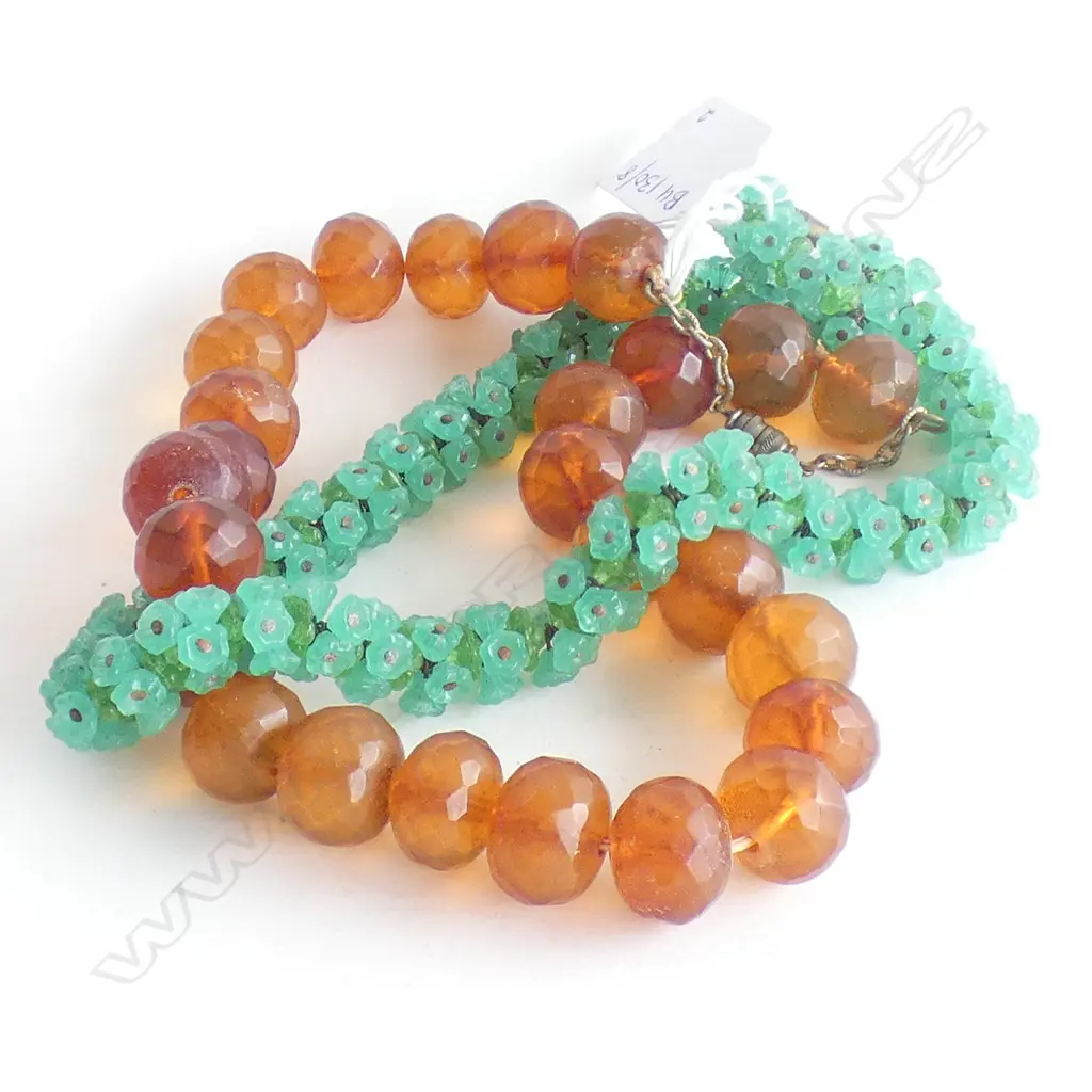 2 NECKLACES; BAKELITE & GLASS Image 1++