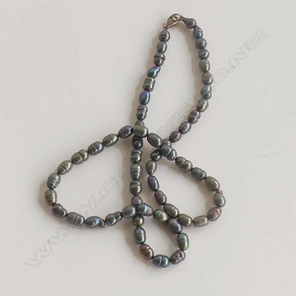 DARK BAROQUE PEARL NECKLACE EX.BERSMAN & SONS RAROTONGA  Image 1++