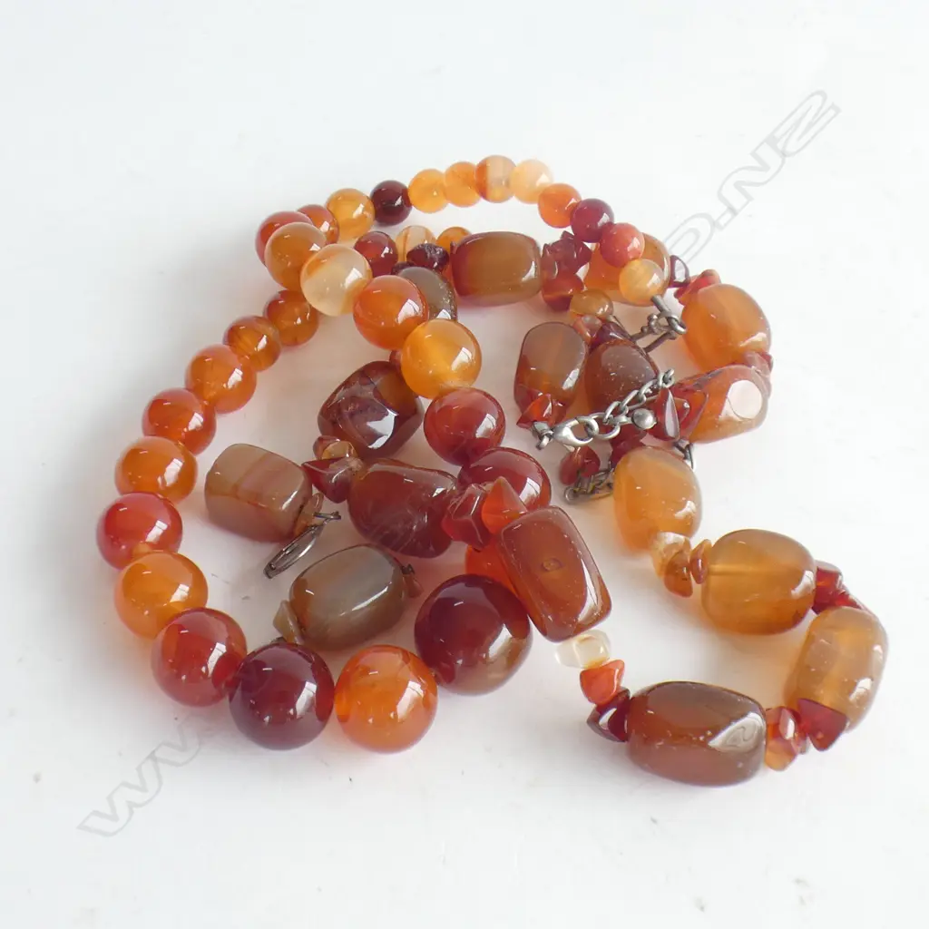2 AMBER QUARTZ BEAD NECKLACES (L200MM) + DROP EARRINGS Image 1++