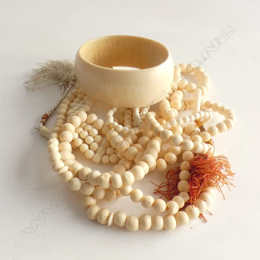IVORY BANGLE, NECKLACE & BRACELET + 2 BONE NECKLACES Image 1++