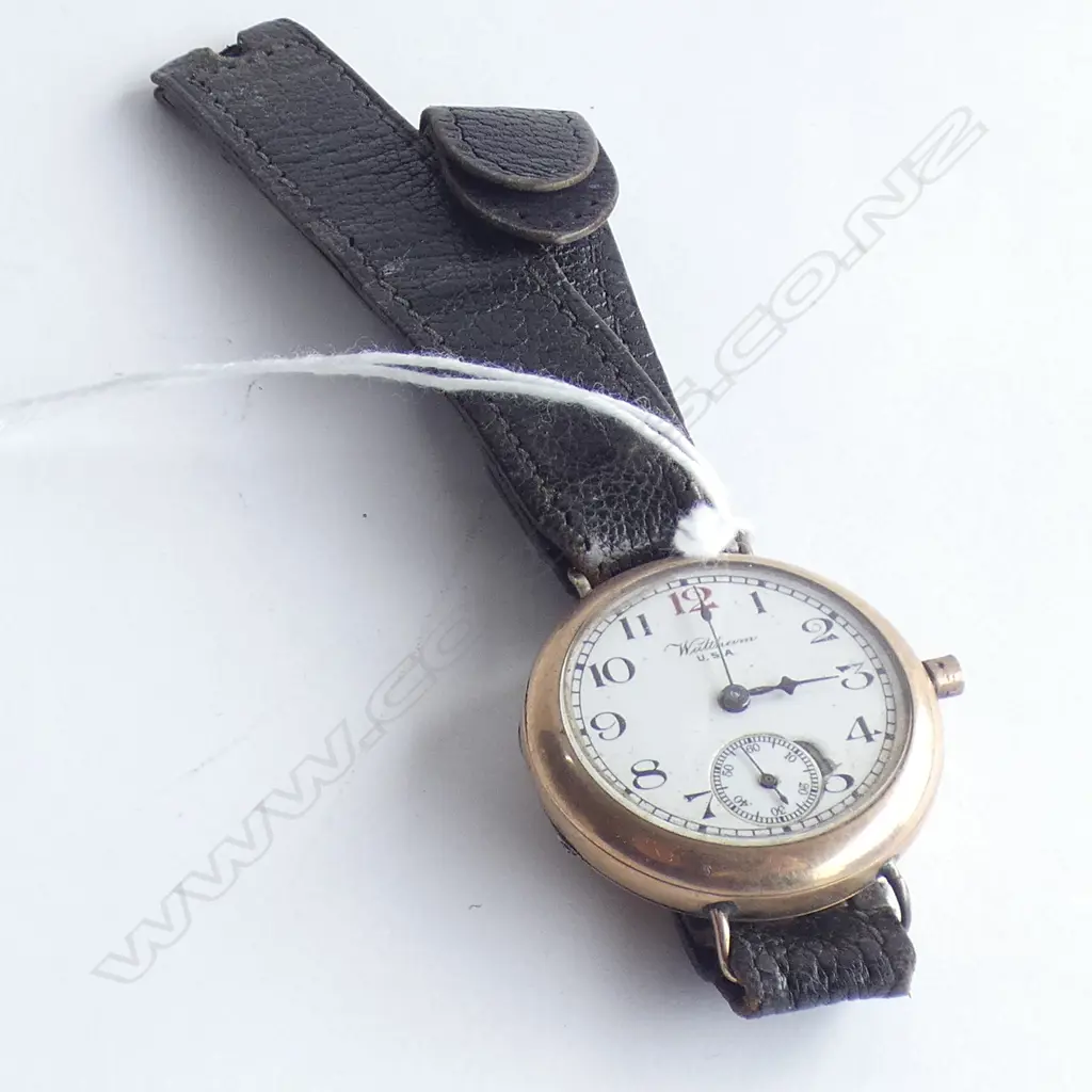 WALTHAM 1920'S 9CT GOLD WRISTWATCH A.F NO WINDER Image 1++