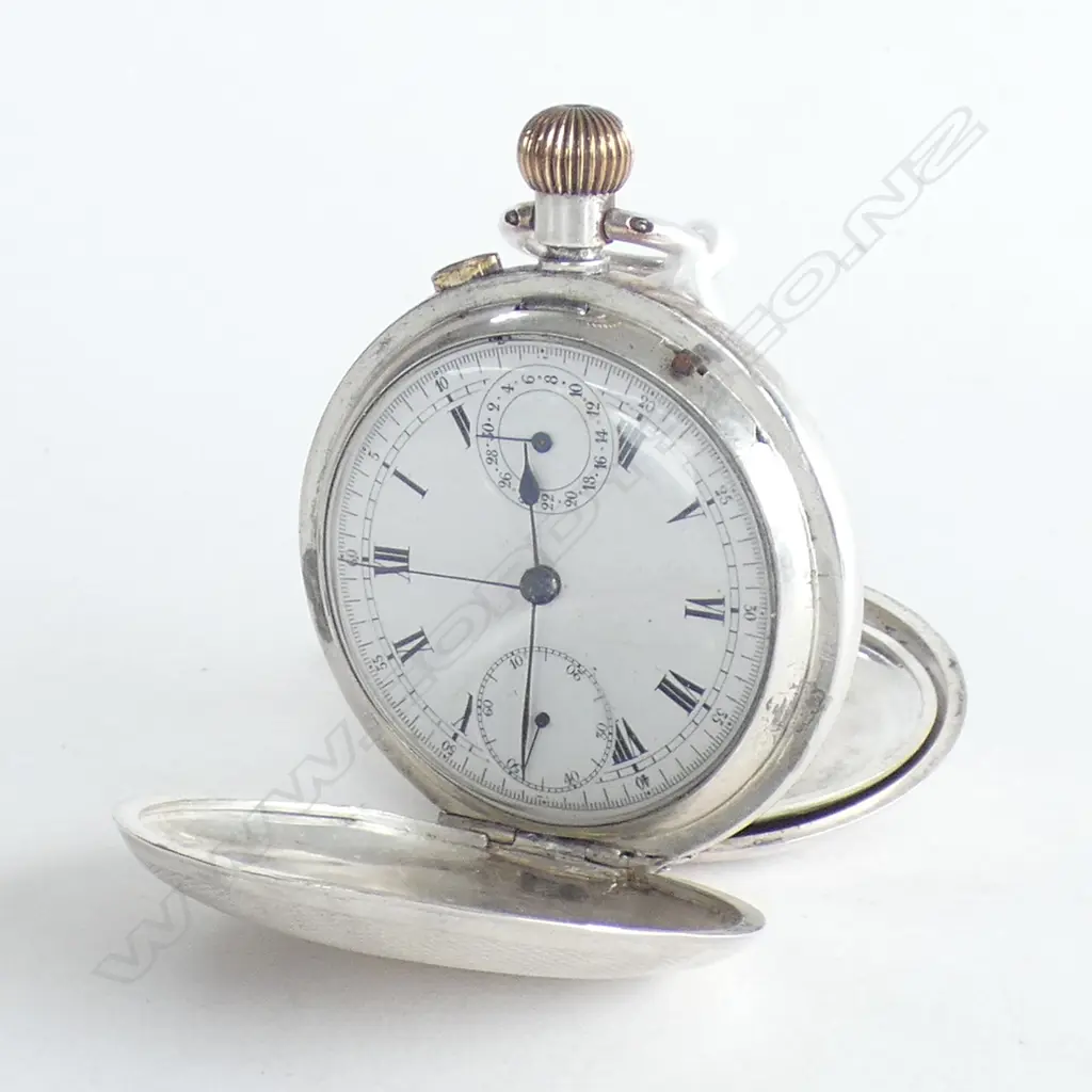 C1900 SILVER HUNTER SPLIT SECONDS CHROGRAPH RUNNING Image 1++