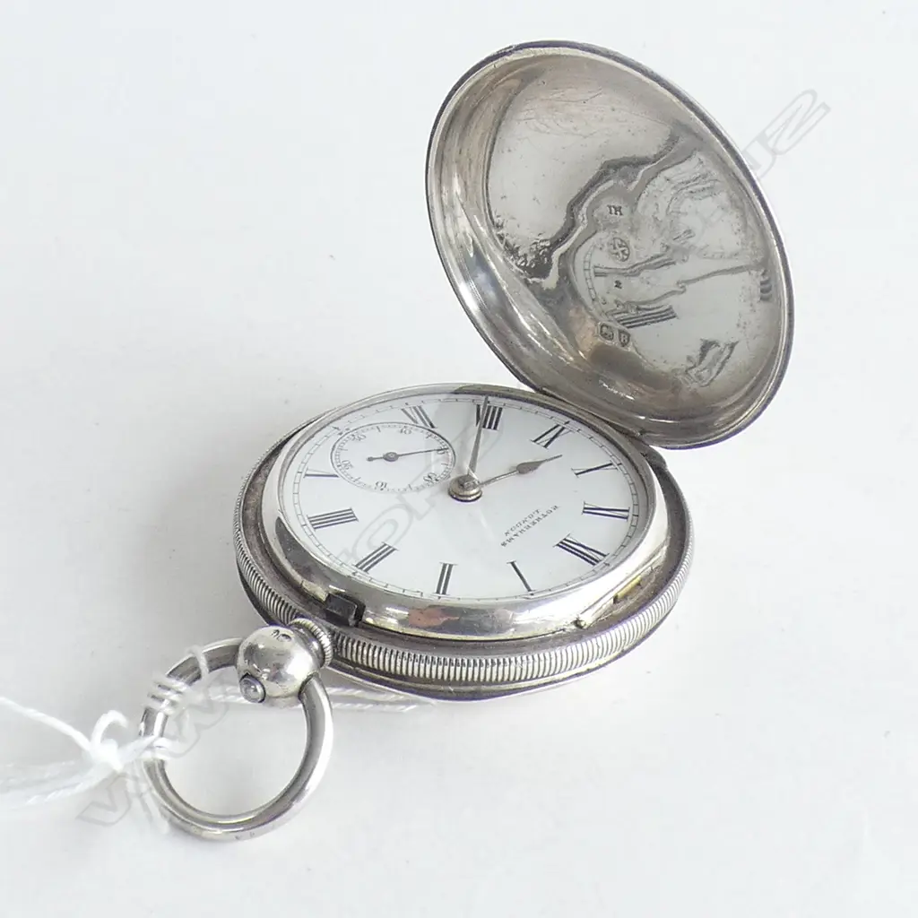 C1900 SILVER HUNTER ROTHERHAMS POCKET WATCH FUSSEE 1877 RUNNING Image 1++