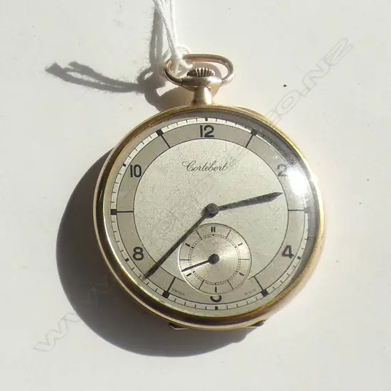 CORTEBERT GOLD PLATED POCKET WATCH OPEN FACE RUNNING