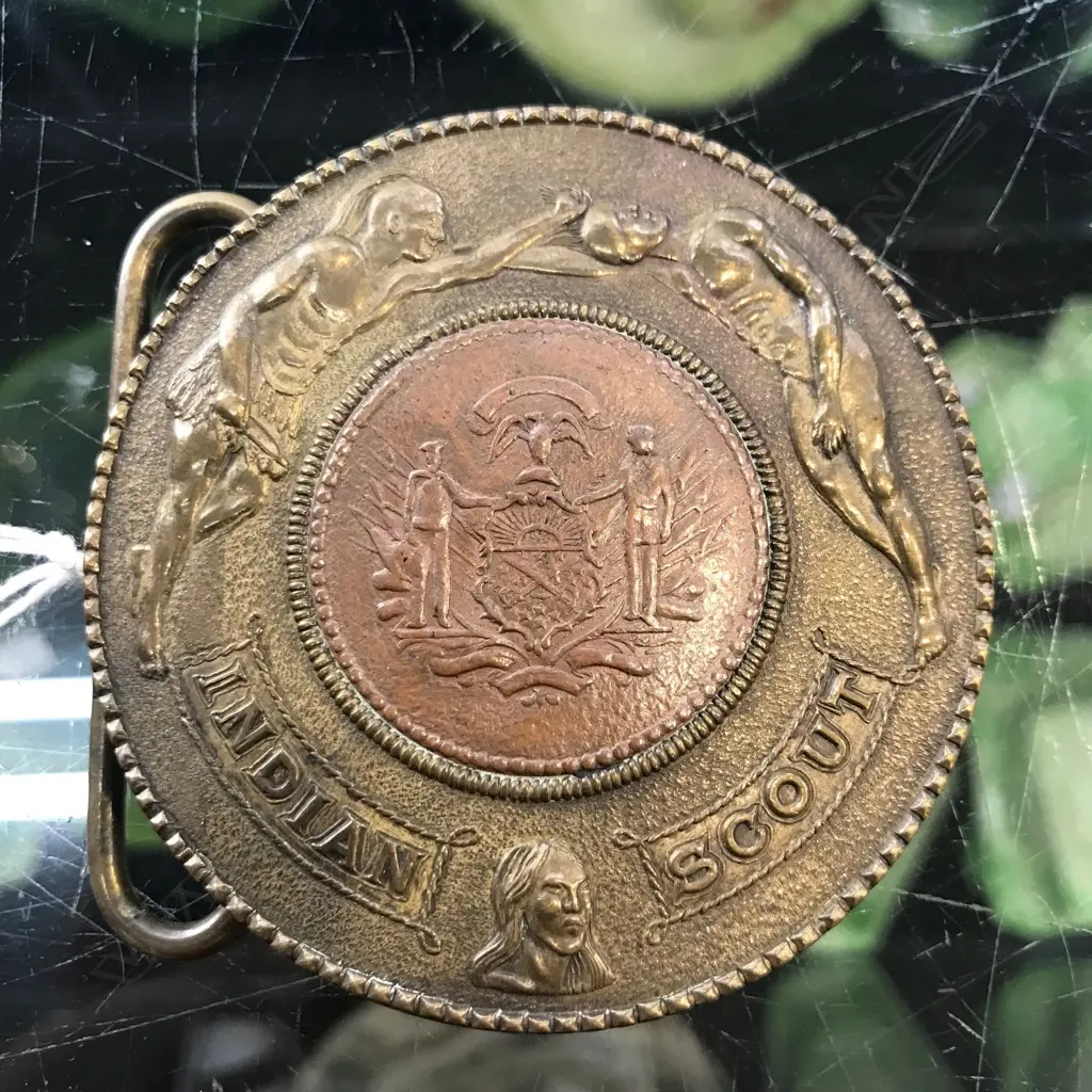 'INDIAN SCOUT' BRONZE TIFFANY & CO LONDON  BELT BUCKLE  Image 1++