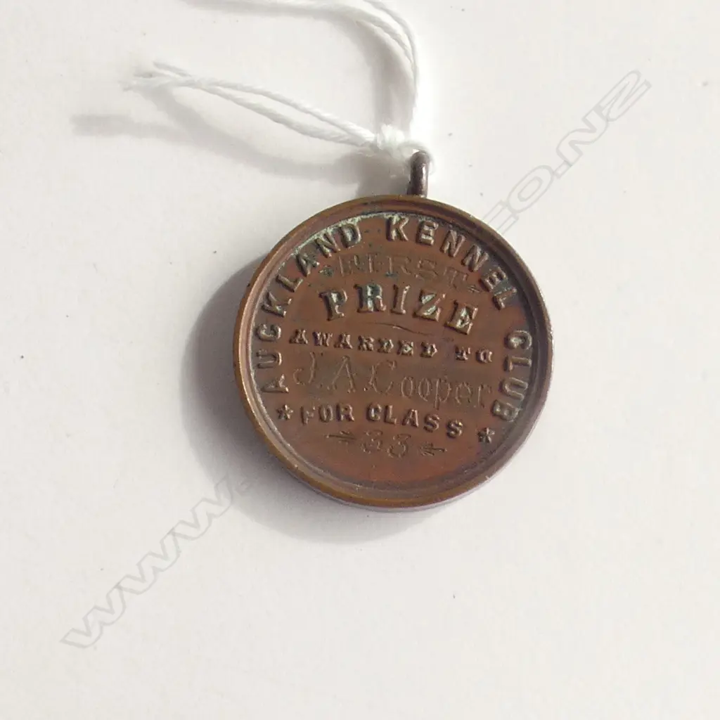 ANTON TEUTENBERG 1893 AUCKLAND KENNEL CLUB 1ST PRIZE BRONZE MEDAL Image 1++