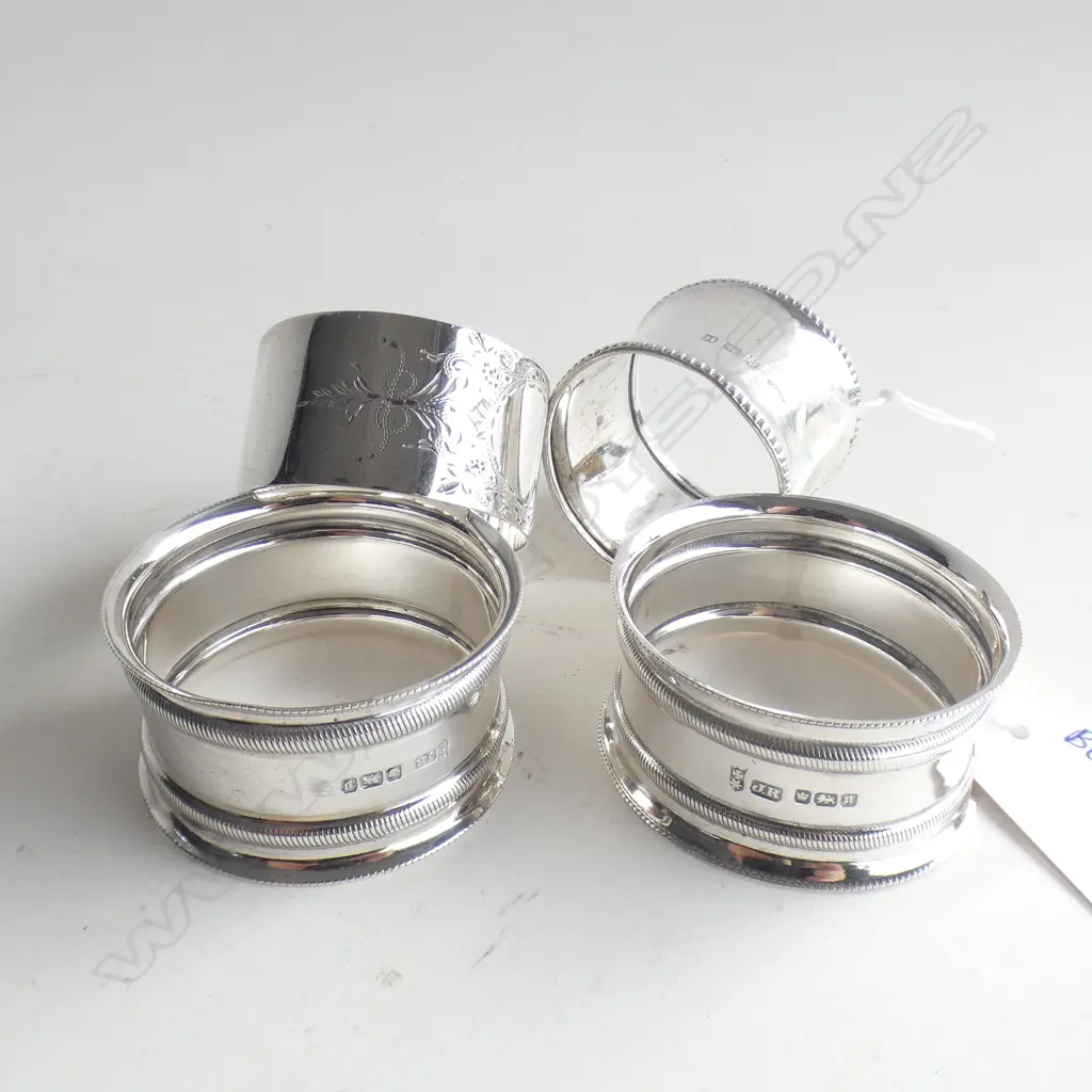 4 STG SILVER NAPKIN RINGS 94 GRAMS Image 1++