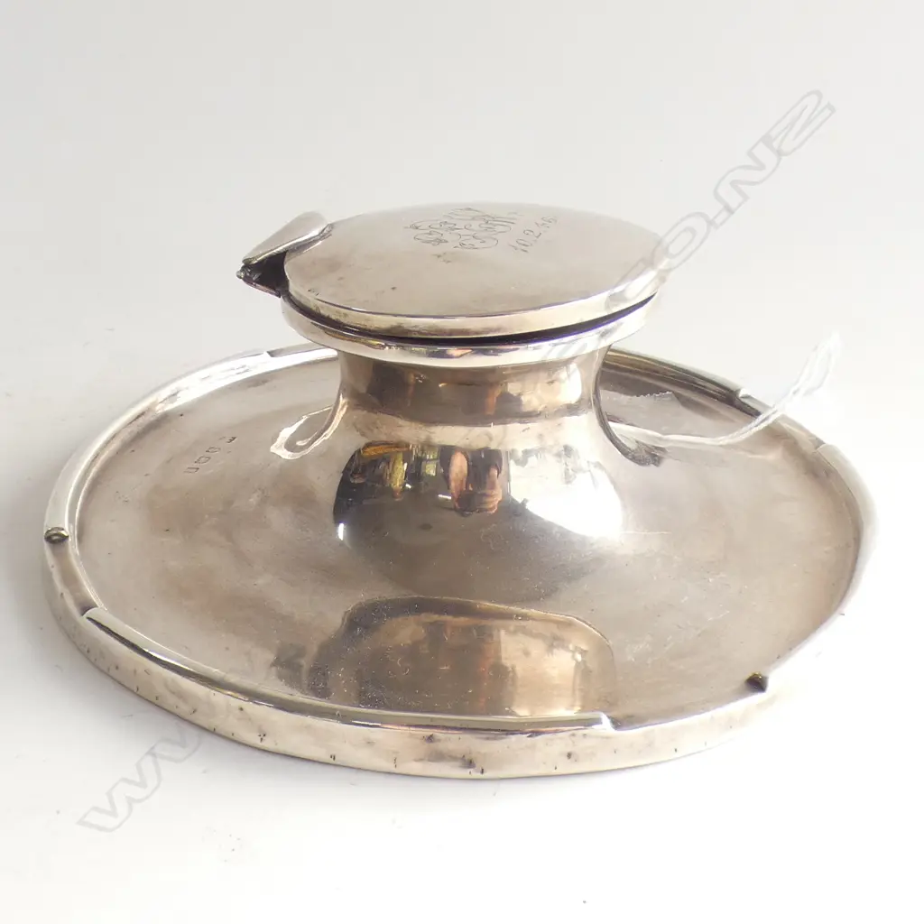 STG SILVER INKWELL B'HAM 1910 155mm dia Image 1++