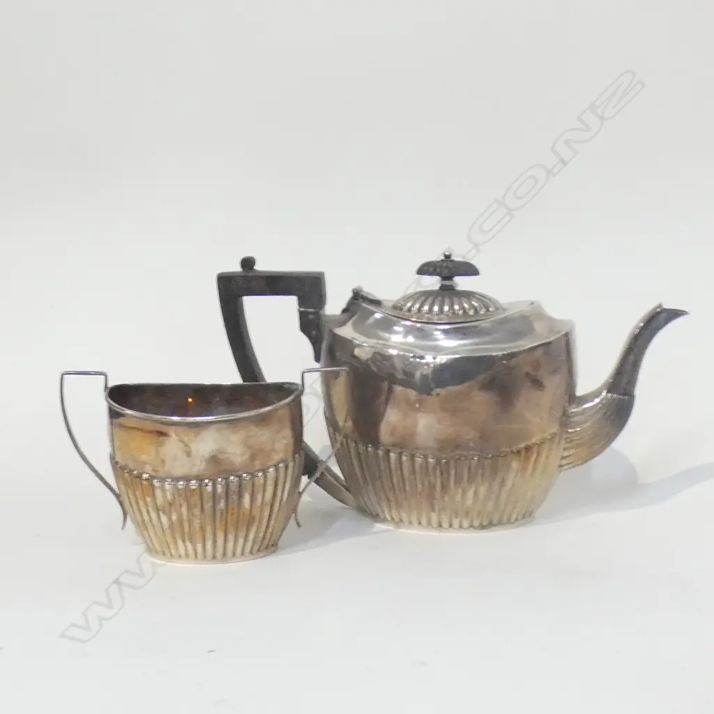 STG SILVER TEAPOT (AF) & SUGAR SHEFFIELD 1904 420 GRAMS Image 1++