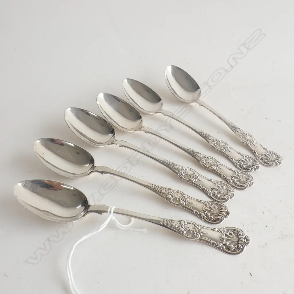 SIX VICTORIAN SILVER QUEENS PATTERN TEASPOONS GLASGOW 1869 111gm Image 1++