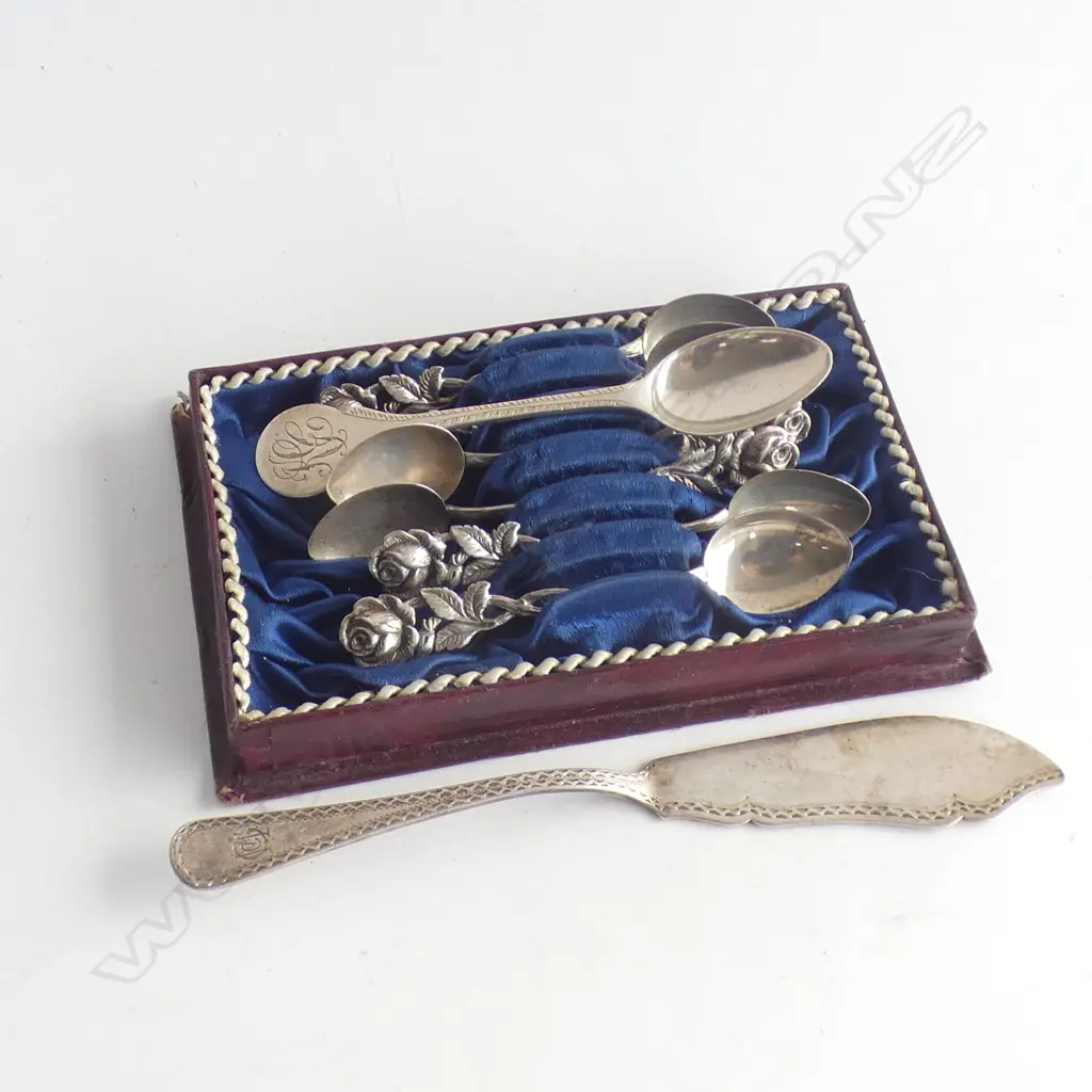 SET OF 6 STG ROSE TEASPOONS + 2 OTHER 85 GRAMS Image 1++