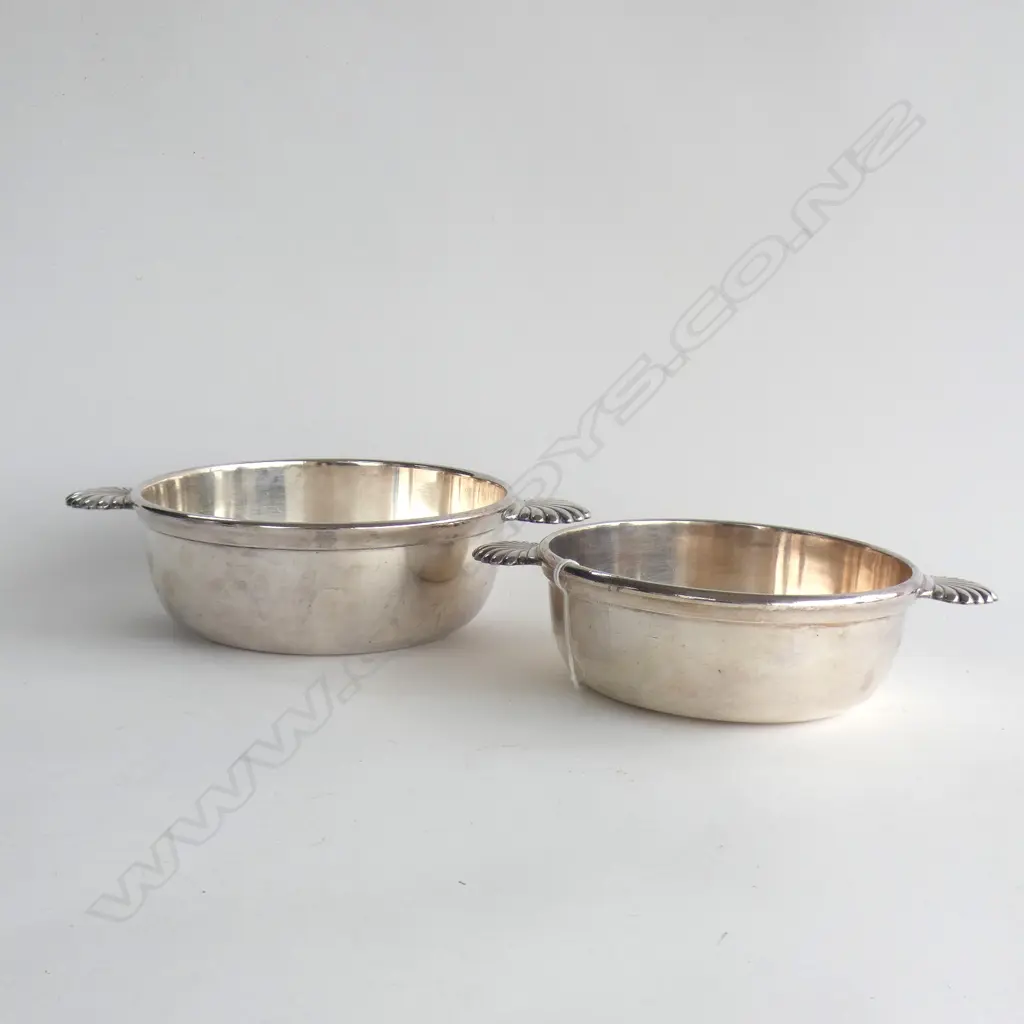 2 DECO FRENCH FELIX DE TOULOUSE SILVER PLATE SCALLOP HANDLED DISHES Image 1++