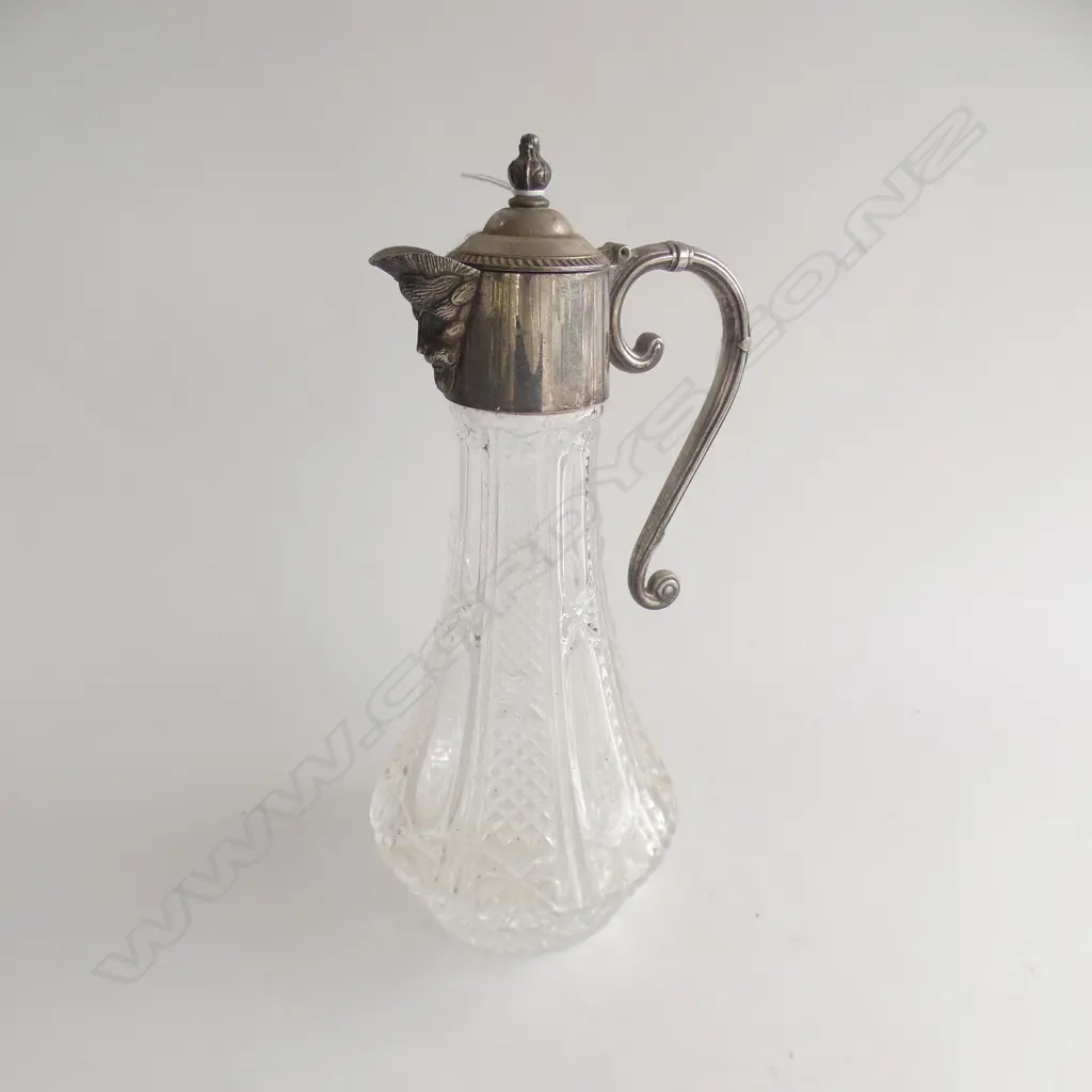 SILVER PLATE & PRESSED GLASS CLARET JUG H.280mm Image 1++