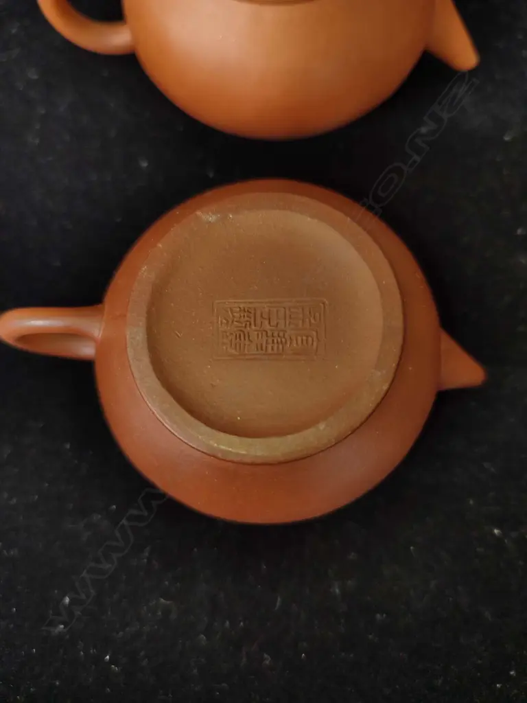 MINIATURE ORIENTAL 8 PC TERRACOTTA TEASET; TRAY, 6 CUPS & TEAPOT + 1 OTHER TEAPOT & SPARE LID Image 1++