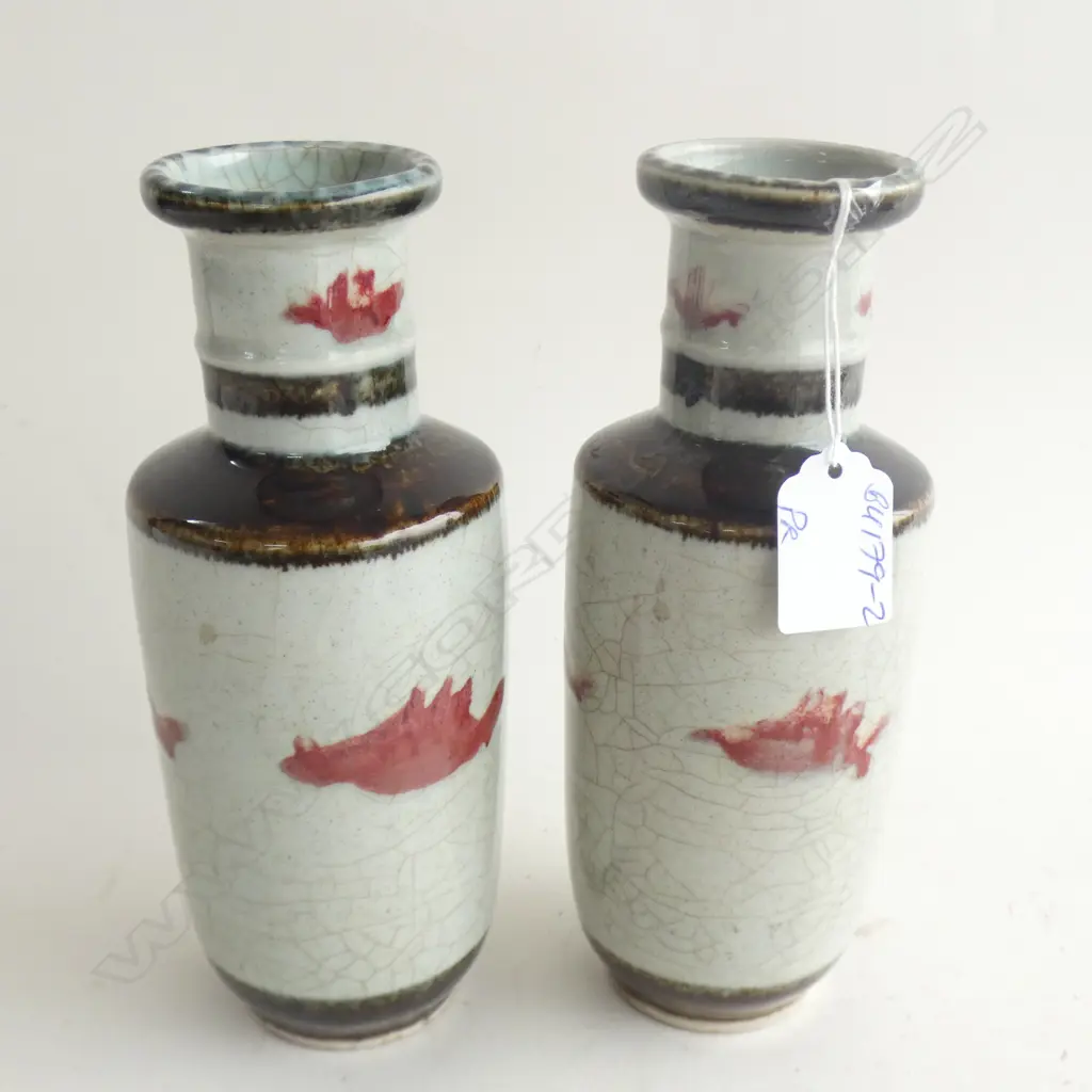 PR OLD PRIENTAL VASES RED BIRDS H.185mm Image 1++