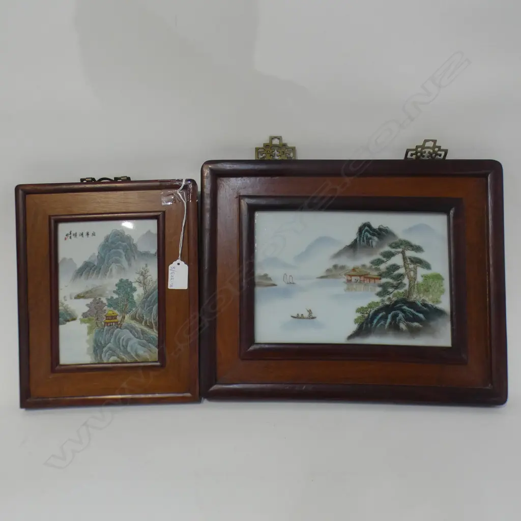 2  CHINESE FRAMED TILES  LARGEST 300 X 380MM Image 1++