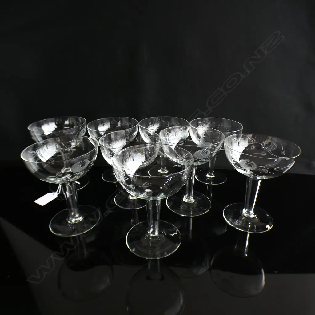 9 ROSE ETCHED GLASSES (5 HOLLOW STEM) H.115mm Image 1++