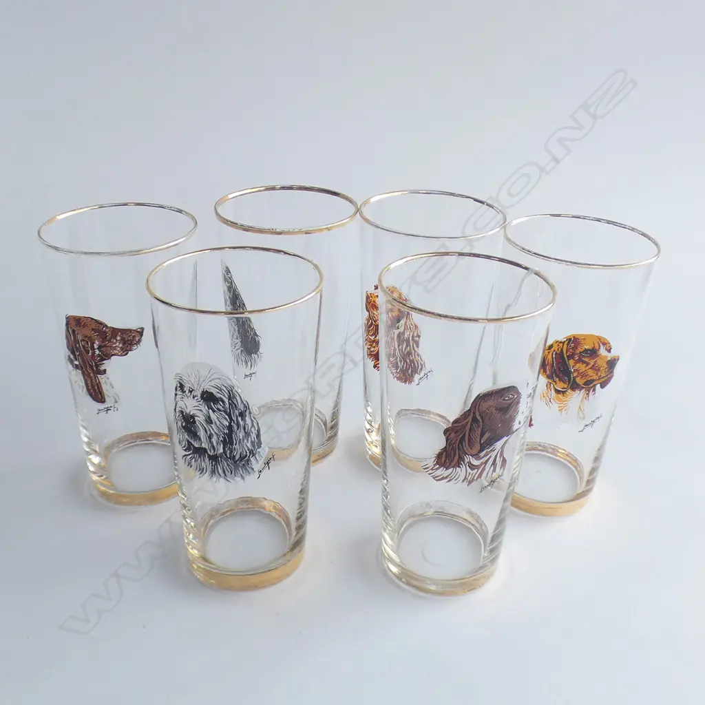 6 x VINTAGE DOG GLASSES Image 1++