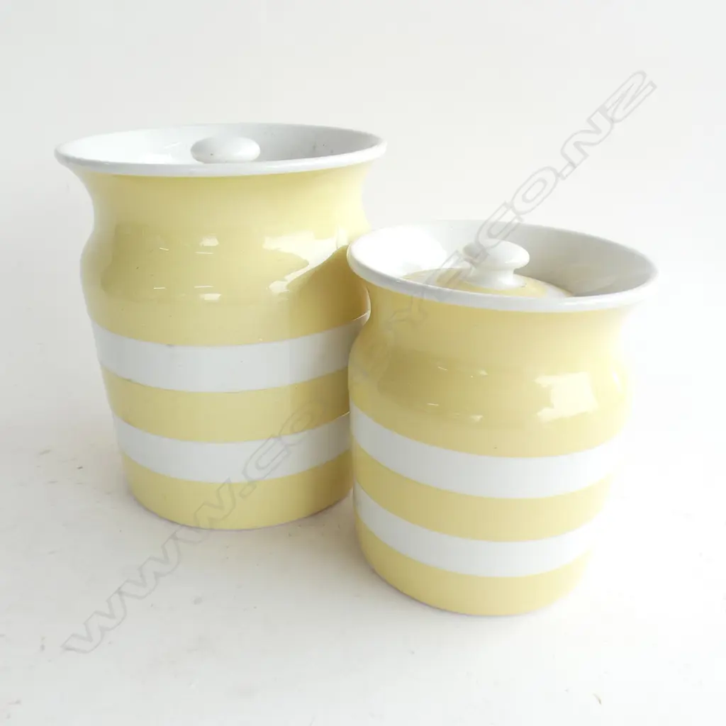 2 YELLOW CORNISHWARE LIDDED CONTAINERS H.155mm Image 1++