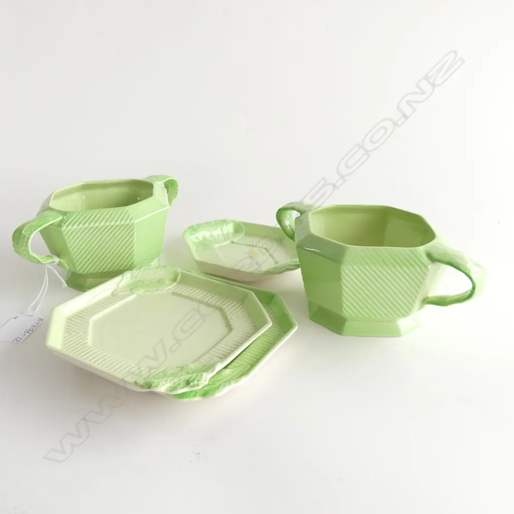 5PCS CARLTON WARE ART DECO LETTUCE LEAF DISHES C1940-50's; JUGS ETC.. SOME A/F Image 1++