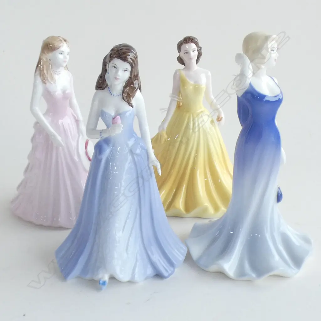 4 COALPORT FIGURINES; AMANDA, ELLIE, CINDY & DEBUTANTE PAULA H.140mm Image 1++