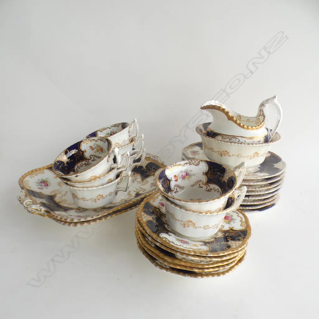25 PCE COALPORT PART TEA SERVICE; 8 CUPS, 5 SAUCERS, 8 PLATES, MILK & SUGAR + 2 SANDWICH PLATES Image 1++