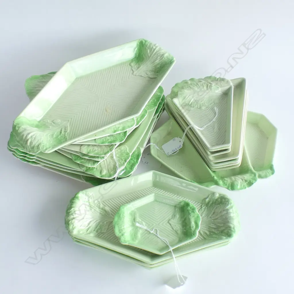 22PCS CARLTON WARE ART DECO LETTUCE LEAF DISHES C1940-50's SOME A/F Image 1++