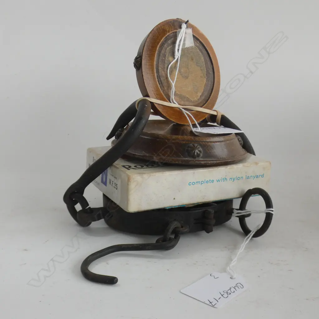 OLD IRON & BRASS SCALES + BOXED RONSON LIGHTER + POCKET WATCH STAND Image 1++