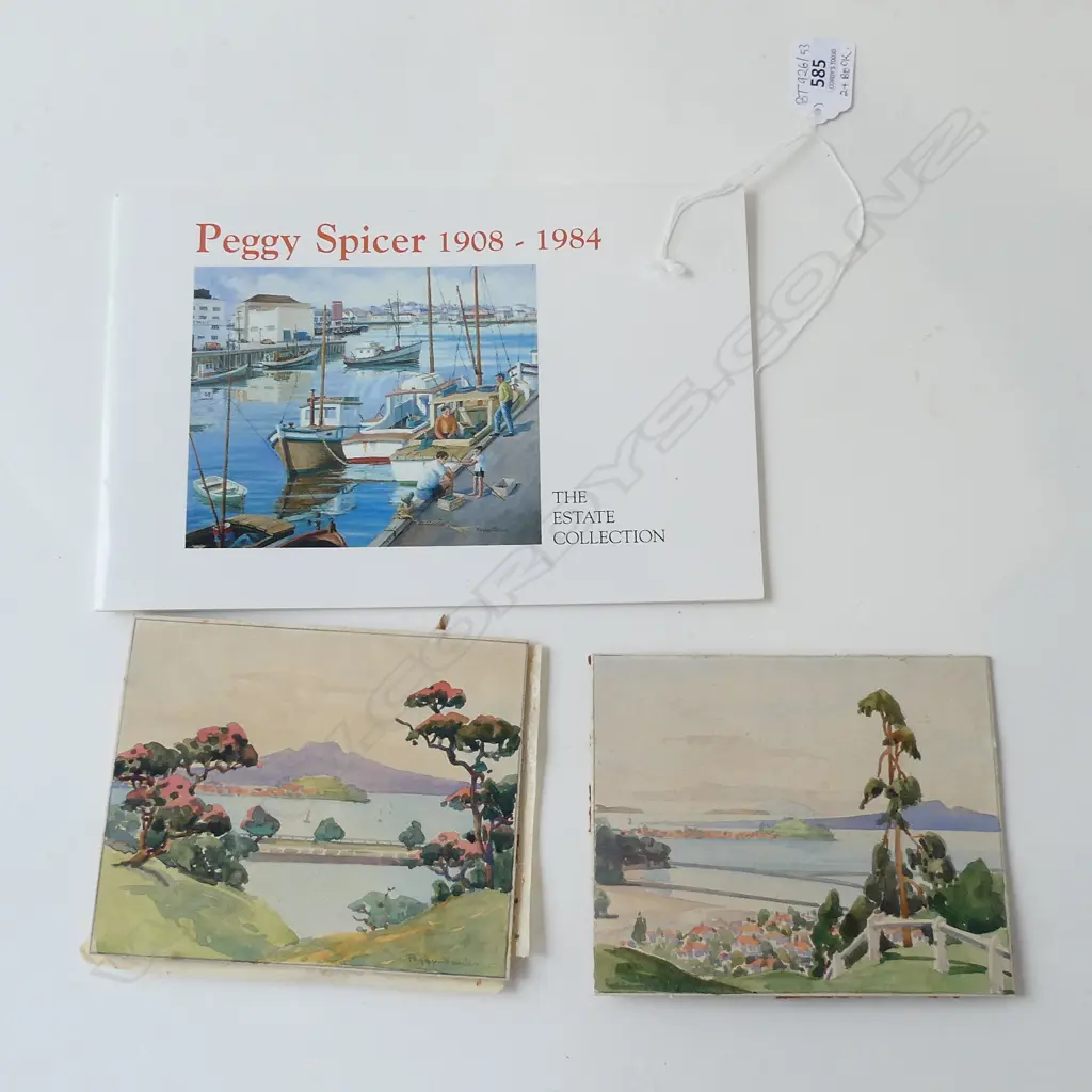 2 SMALL UNFRAMED PEGGY SPICER W/Cs w. RANGITOTO 120x140mm + BOOKLET Image 1++