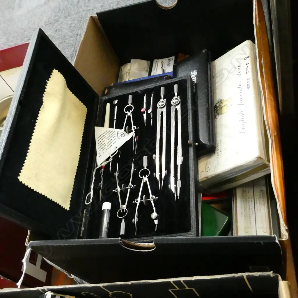 BOX LOT TECH DRAWING SETS ETC Image 1++