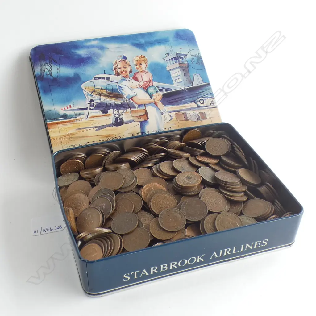 3KG TIN NZ HALF PENNIES  Image 1++