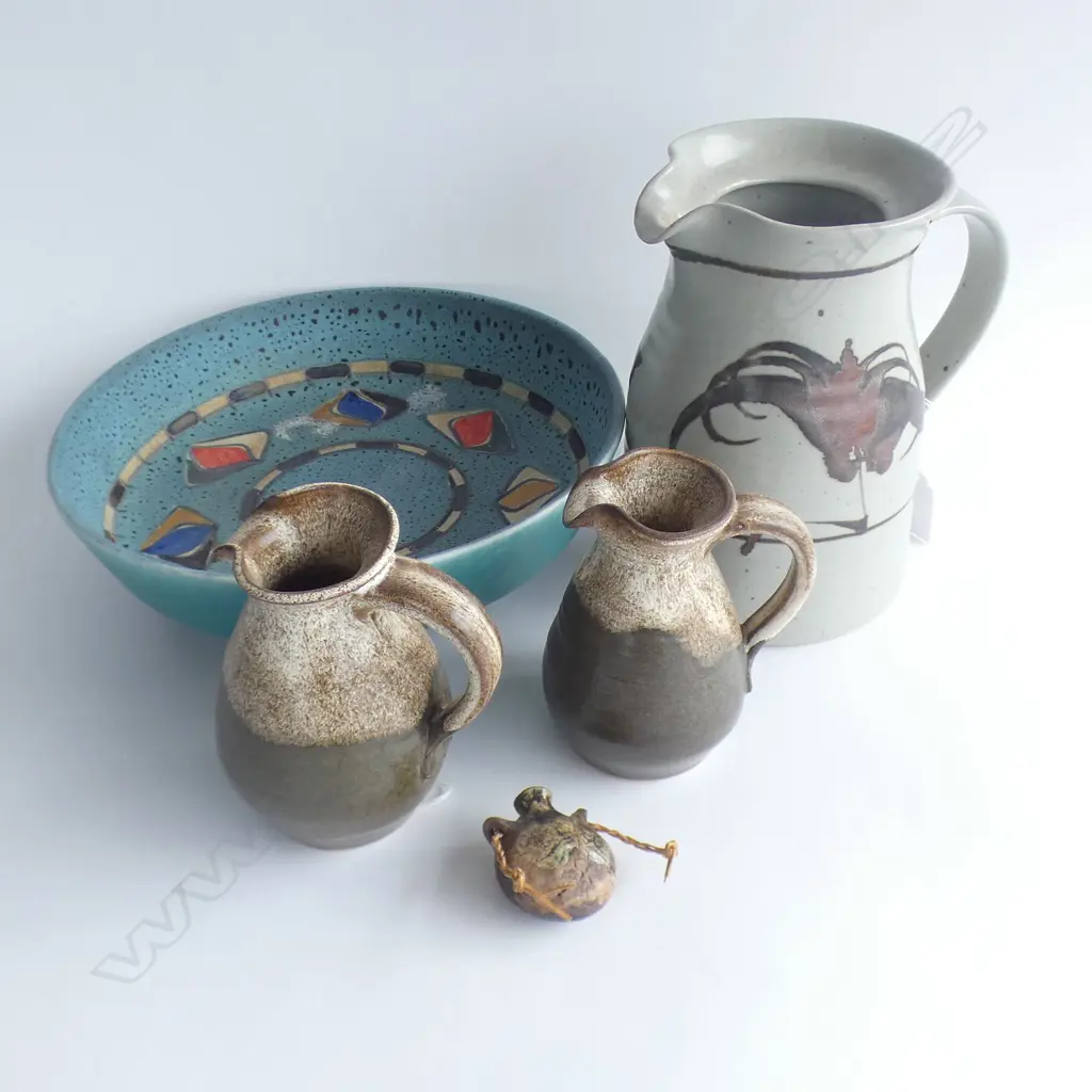 STUDIO POTTERY JUG IMPRESSED MARK OF ROYCE MCGLASHAN H. 190mm... Image 1++