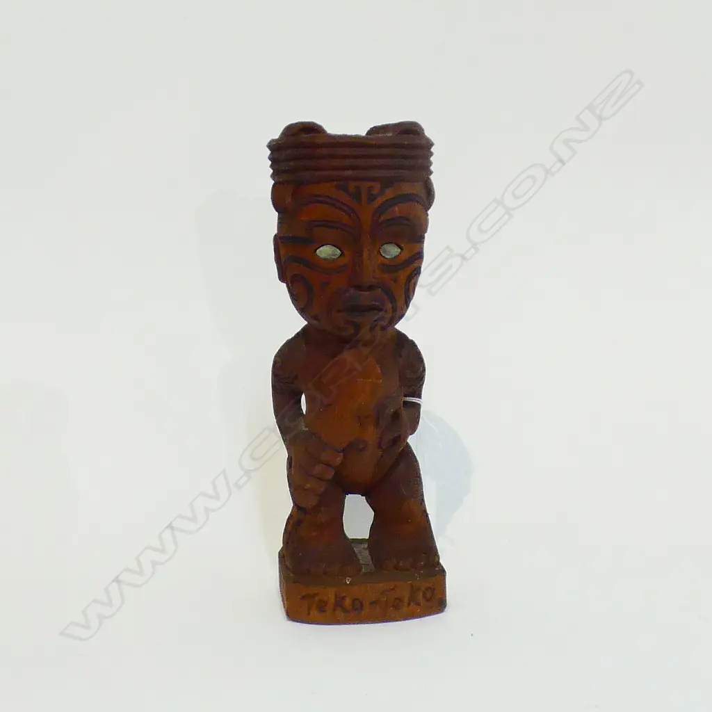 VINTAGE MAORI CARVED FIGURE H.250mm Image 1++