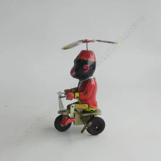 REPLICA WIND UP TIN PLATE TOY - MONKEY ON TRICYCLE - IN ORIGINAL BOX 