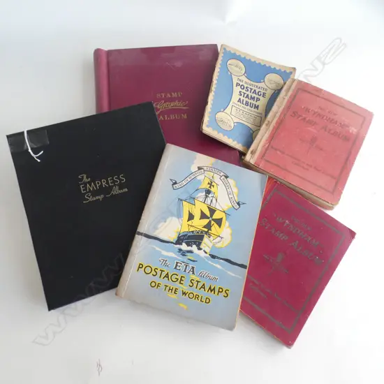 6 VINTAGE STAMP ALBUMS