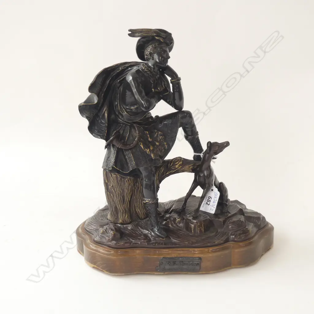 R. S. CERDAN BRONZE HIGHLANDER w. DOG H.300mm Image 1++