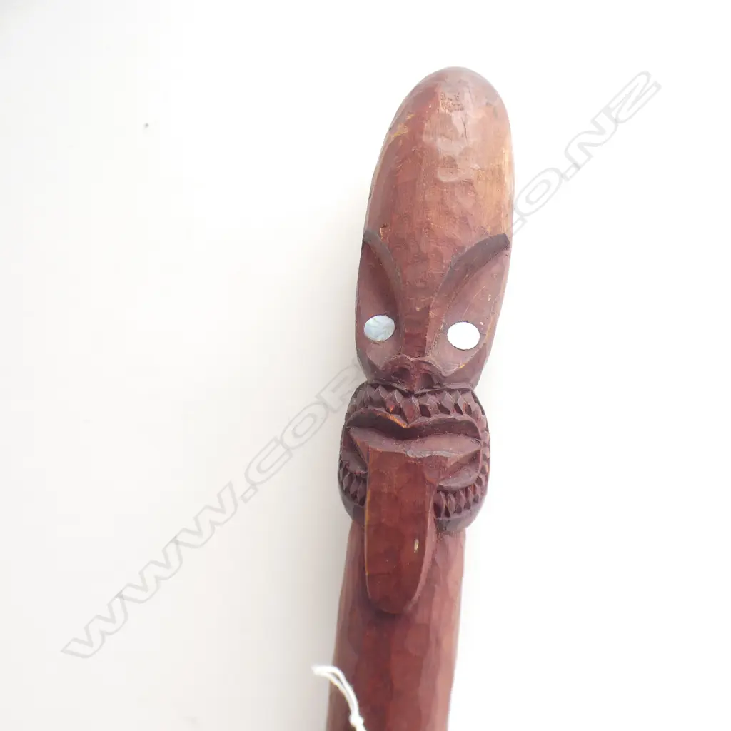 MODERN MAORI CARVED WOODEN HOE PADDLE L.1160mm Image 1++